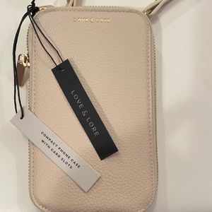 Beige Compact phone case with card slots clutch